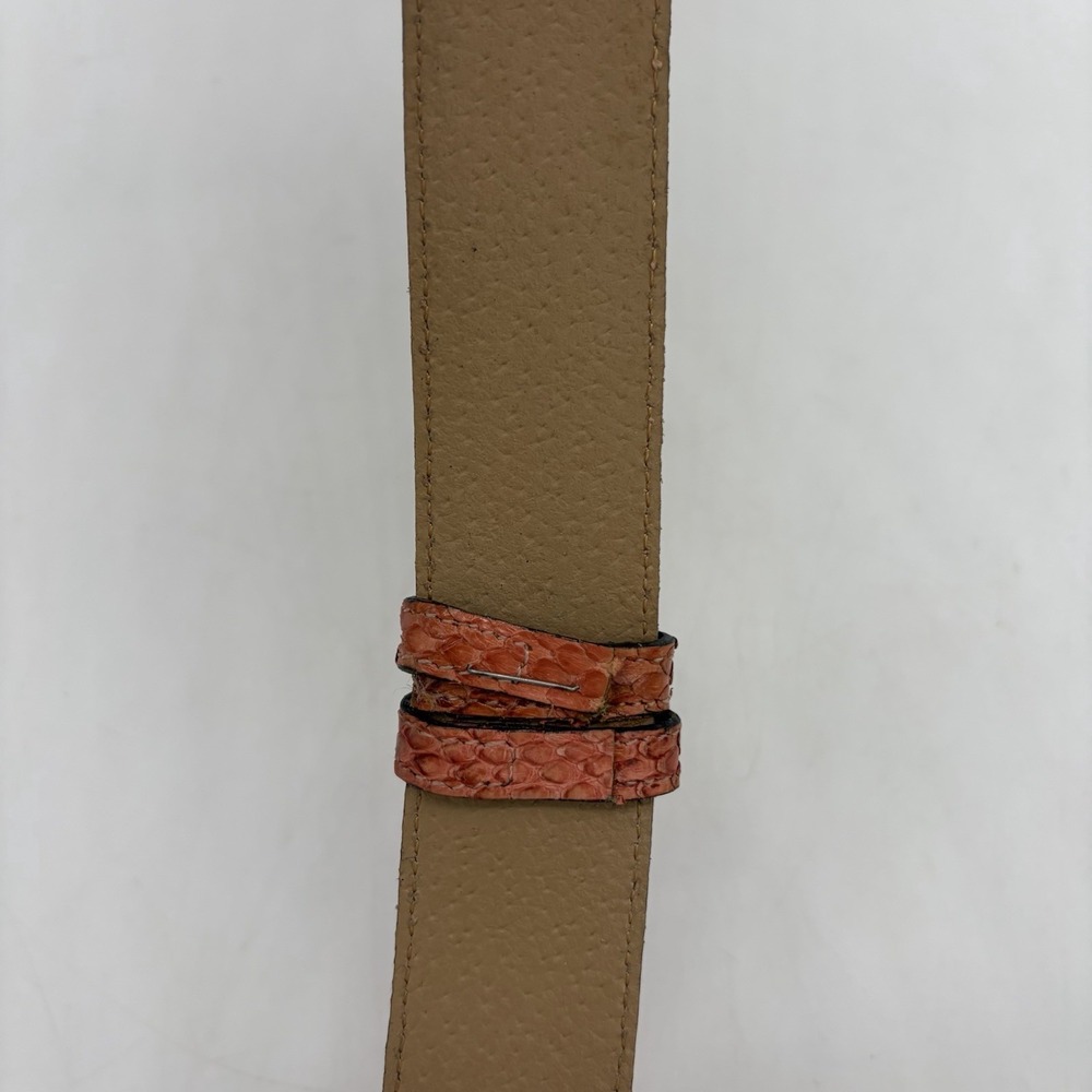 Vintage Laura Lei Womens Belt Genuine Snakeskin Orange Gold Adjustable Argentina - Picture 6 of 13
